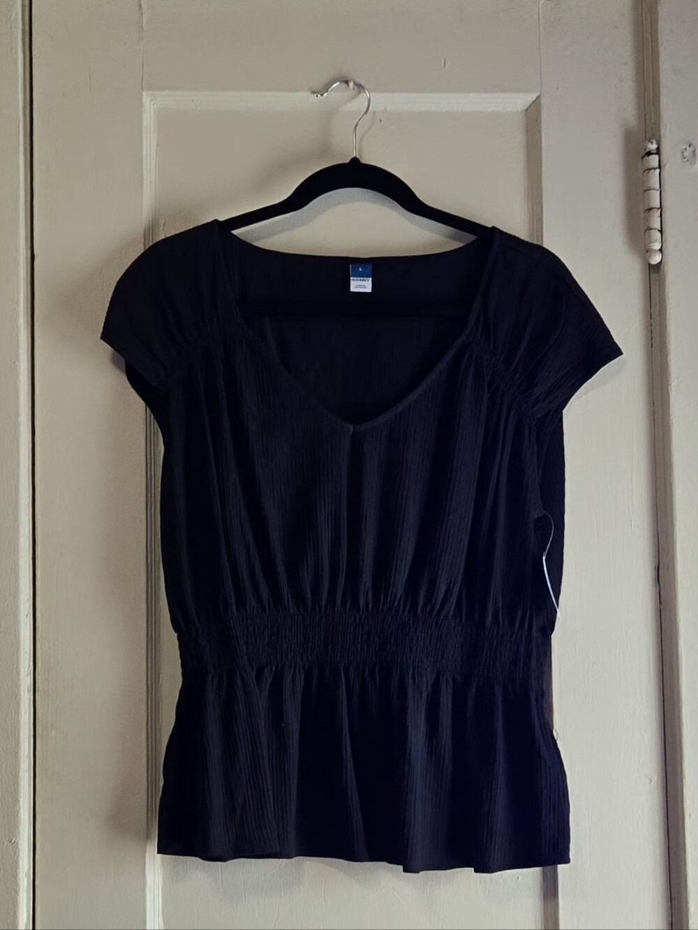 Old Navy Black Short Sleeve Peplum Top